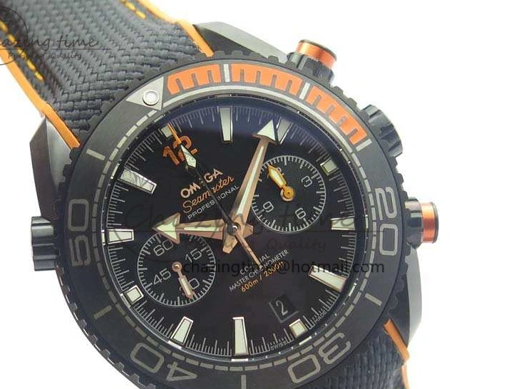 0120 Planet Ocean Master Chronometer Chrono DLC OM 1:1 Best Edition Black Dial On Nylon Strap A Chic 8103